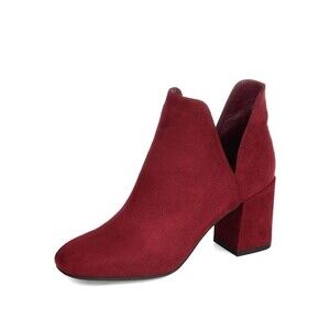 Journee Collection Womens 9 M Burgundy Gwenn Block Heel Ankle Booties NIB JO8